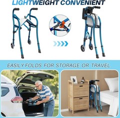 Narrow Walkers for Seniors, Folding Standard Walker with Seat, Lightweight Al…
