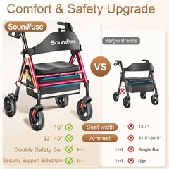 Walkers for Seniors, Rollator Walker with Seat, 8″ All Terrain Wheels, Double Su