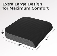 Elegant Extra Large Memory Foam Seat Cushion for Back Pain Relief – 19×17 Inches