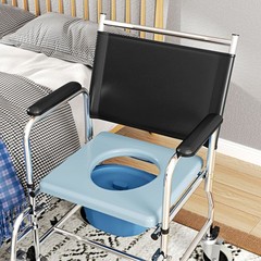 HOMCOM Rolling Shower Chair with Wheels, Bedside Commode Wheelchair with Padded