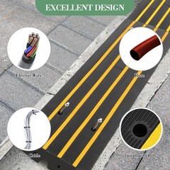4PCS 48in 2.4“ Rise Non-Slip Rubber Driveway Threshold Curb Ramp 50 Ton Load