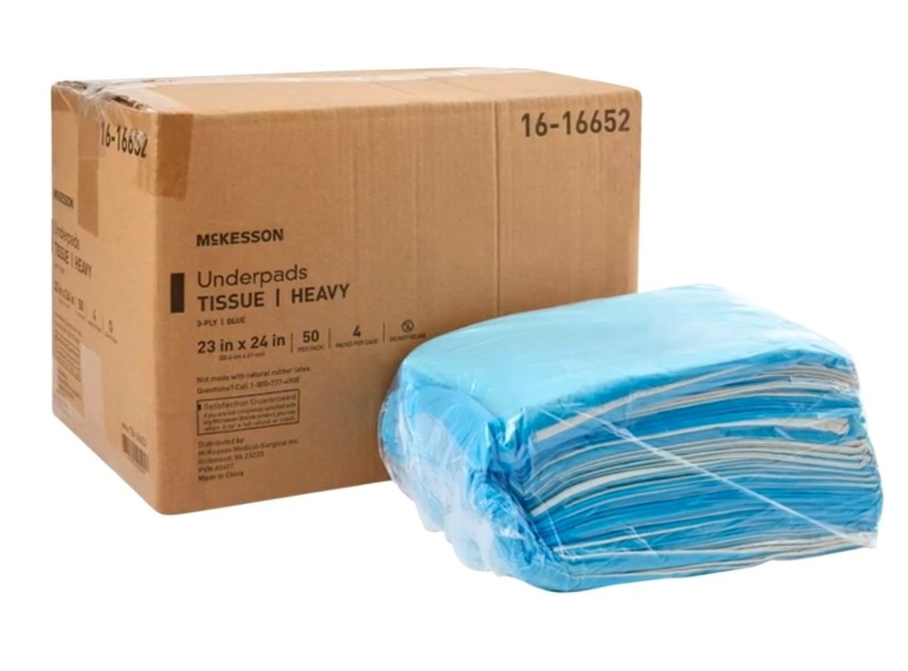 McKesson Underpads Disposable Bed Pads 23″ x 24″ [200 Count], Heavy Absorbency