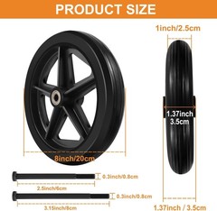 4Pcs 8 Inch Solid Replacement Wheels – Environmentally Friendly Rubber Materi…
