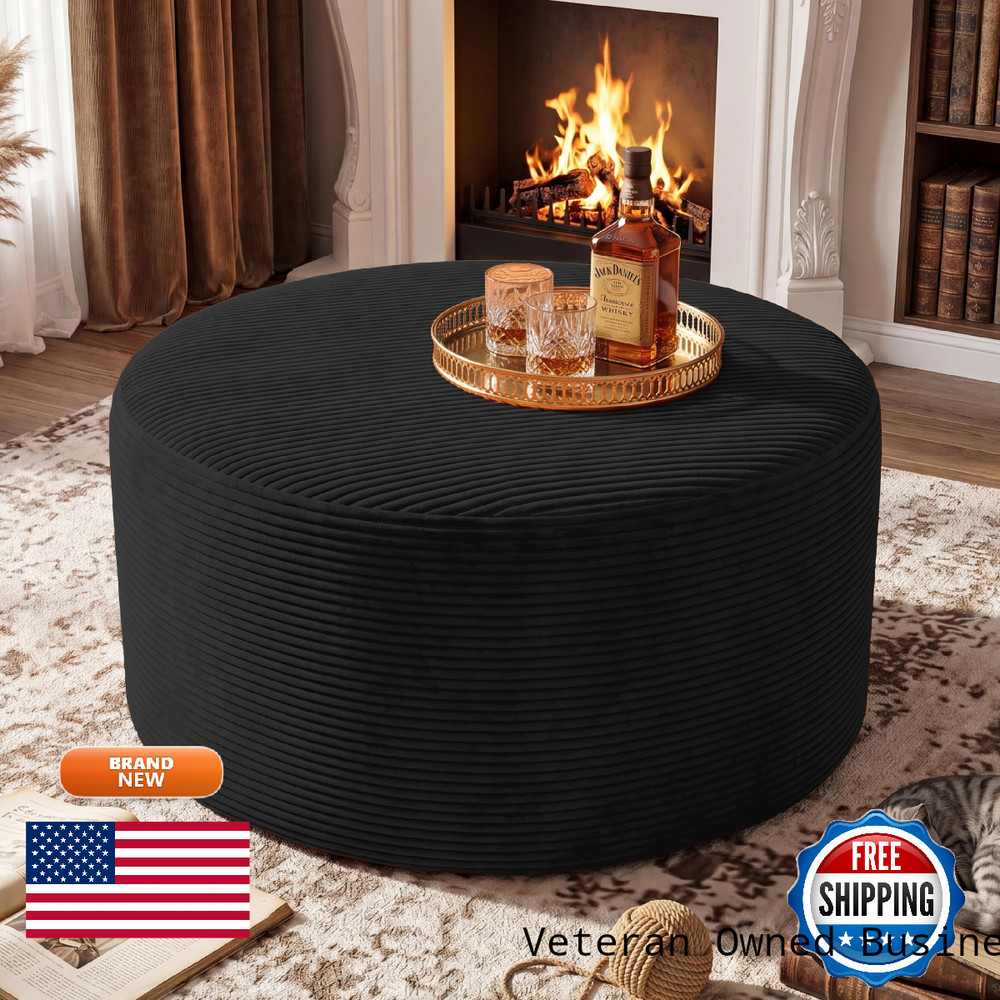 Bshomgi Round Coffee Table Ottoman For Corduroy Cloud Sectional Couches In A