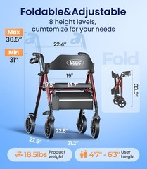 Versatile Z21 Foldable Rollator Walker with 8″ Wheels – Comfort & Safety First