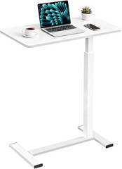Pneumatic Overbed Table Adjustable C-Shaped Hidden Wheels White 15.8×31.5