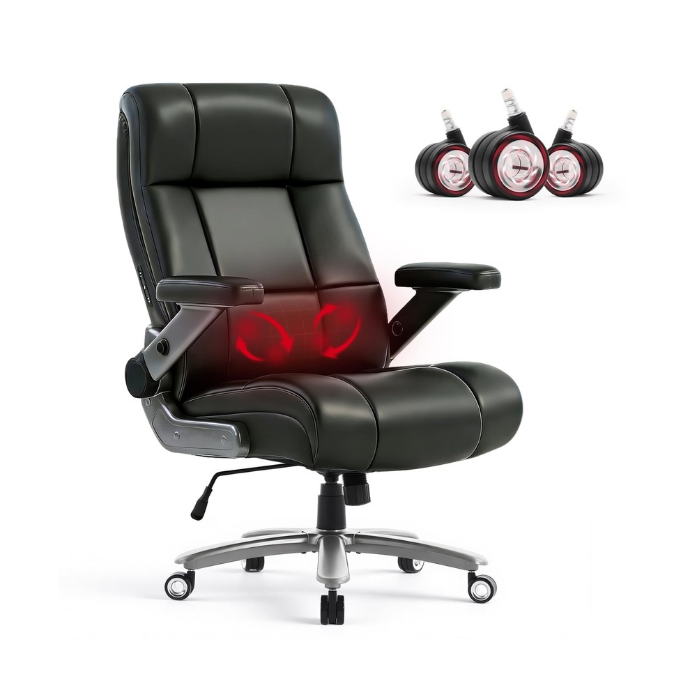 600LBS Big and Tall Massage Office Chair, Extra Wide Seat – 3D Kneading Massa…