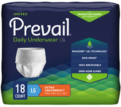 Prevail Protective Underwear Large 44-58in #PV-513 Pack of 18