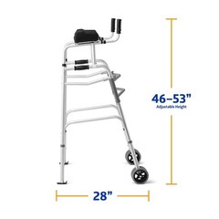 Medline Upright Walker with 5” Dual Wheels, Forearm Armrests 300 lb capacity
