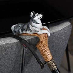 Wooden Cane Walking Stick Husky Dog Cane , Hand-painted Luxury Walking Stick