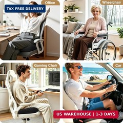 TushGuard Ergonomic Seat Cushion with Coccyx Cutout – 4-Zone Structure Office Ch