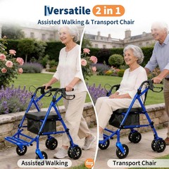 Garvee Lightweight 2-in-1 Rollator Walker & Wheelchair for Adults & Seniors 6″ w
