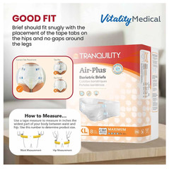 Tranquility Air-Plus Bariatric Briefs 4-5XL White 8 count 2 pack
