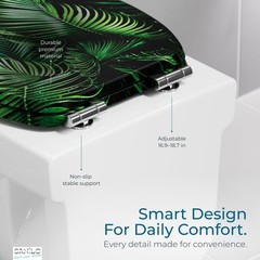 SANILO Wooden Toilet Seat Round, Adjustable (15.3-17.1 inches), Palmdream