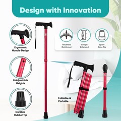Enhanced Walking Cane (Thicker & Longer) – Foldable, Adjustable, Collapsible,…