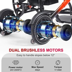 TopMate EW11 Electric Power Wheelchair for Seniors Adults Lightweight Foldable
