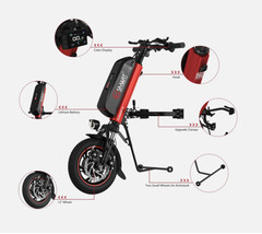 12 Inch Suspension Wheelchair Handcycle Electric Attachment 250W/500W 8AH-17.5AH