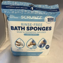 Scrubzz Disposable No Rinse Bathing Wipes – 25 Pack- All-In-1 Single Use Shower