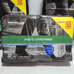 3x CVS Health Mens Underwear Maximum Absorbency L/XL Fits 38″ To 64″ 32 Count