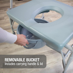 DMI Drop Arm Portable Toilet Commode, Extra-Wide Seat, 500 Pound Weight Capacity