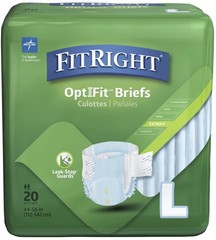 3-PACKS, 60 CTS FitRight OptiFit Incontinence Briefs w/ Tabs, for Large Leak
