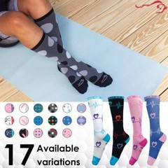 Heartbeat Compression Socks (12-15 mm/Hg) Black, Blue, Pink and white