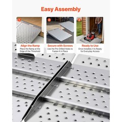 Aluminum Wheelchair Threshold Ramp 29.5×24.3Inch 750LBS Non-Slip