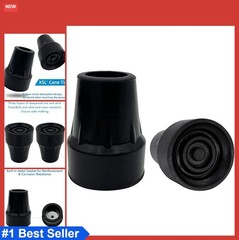Cane Tips 7/8 Inch Black Natural Rubber Metal Reinforced Pack of 2 Replacement