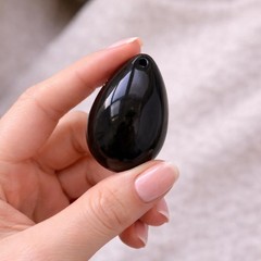 Black Obsidian Eggs 3-PCS Set – Handcrafted Gemstone Eggs with Smooth Polishe…