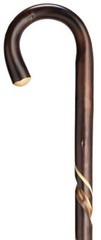 MENS GASTROCK CHESTNUT WOOD WOODEN HAND CARVED SPIRAL CROOK HANDLE WALKING CANE