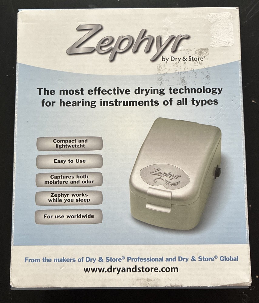 Zephyr Dry & Store Hearing Aid Dryer Case Dehumidifier New In Box Unused