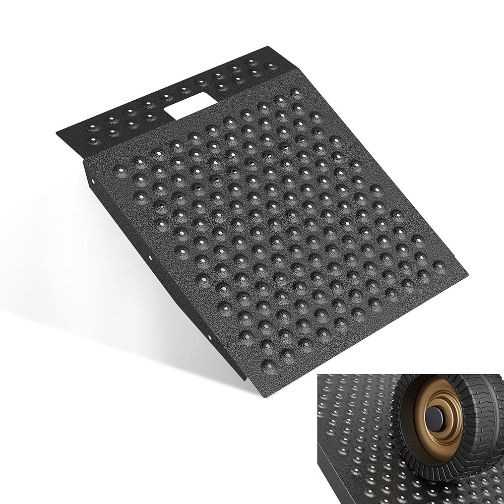 36″x24″ Shed Ramp for Riding Mower 750LB Anti-Slip Punch Plate Ramp Velvet Black