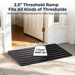 Anti-Slip Rubber Threshold Ramp for 2.5″ Doorway Indoor Outdoor Use 2200lbs