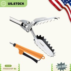 Heavy Duty Stainless Steel Grabber Reacher Pickup Tool BBQ Trash Log Snake Tongs