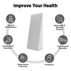 Spinal Sleep, Extra Wide Bed Wedge Pillow | Body Support 40″x20″x4″, White