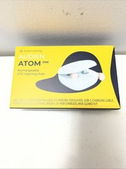 Audien Atom One Rechargeable OTC Hearing Aids Beige 20 Hr Battery NEW OPEN BOX