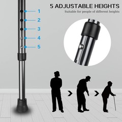 Portable Folding Walking Stick with Seat – 440 lbs Capacity & Adjustable Height