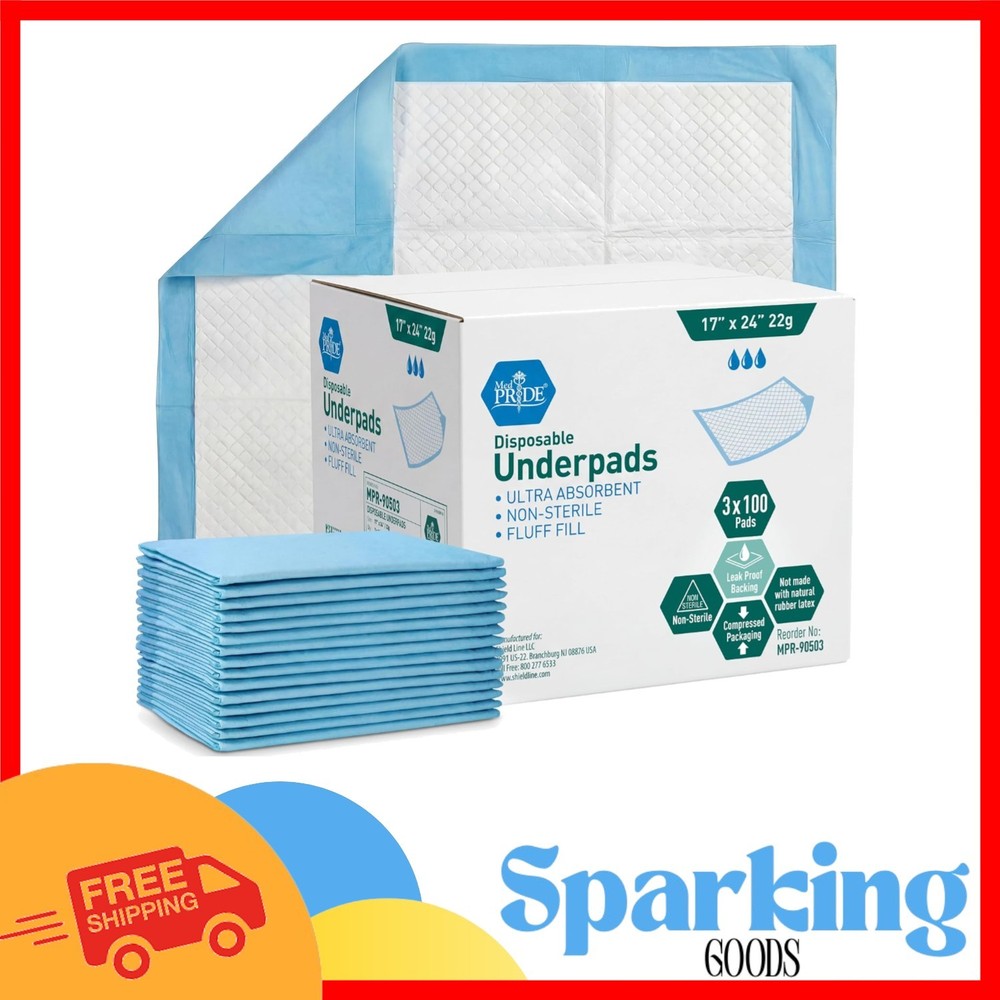 Thick & Super Absorbent 17“ x 24“ Incontinence Pads – 300-Piece Bulk Pack