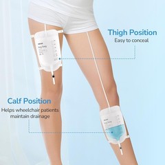 3 Pack Catheter Bags, 1000mL/33.8oz, Easy-Tap Leg Bag Urinary Drainage Bag, Anti