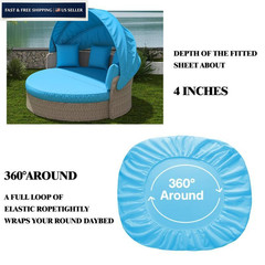 Cethytirko Outdoor Daybed Cushion Cover – 66″ Replacement 66 inches, Blue
