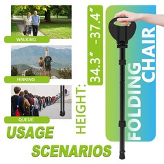 Cane with Seat Portable Walking Stick Folding Chair Lightweight Aluminum Mobi…