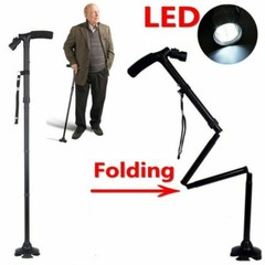 Extendable 5-Levels Adjustable Height LED Walking Cane Retractable Walking Stick