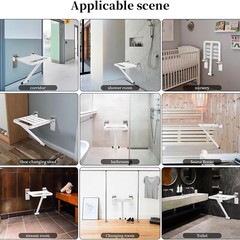 Folding Shower Seat Wall Mounted Shower Bench Load 550Lbs Fold Down Shower Chair