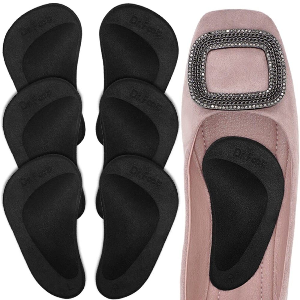 Dr. Foot’s Arch Support Shoe Insoles for Flat 3 Count (Pack of 1), Black