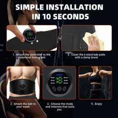 43in-59in EMS Abdominal Muscle Toning Trainer ABS Stimulator Toner Fitness Belt