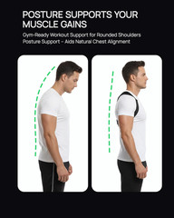 Gymgoer‘S Back Posture Corrector for Men with Reinforced Support Plate. High-Ten