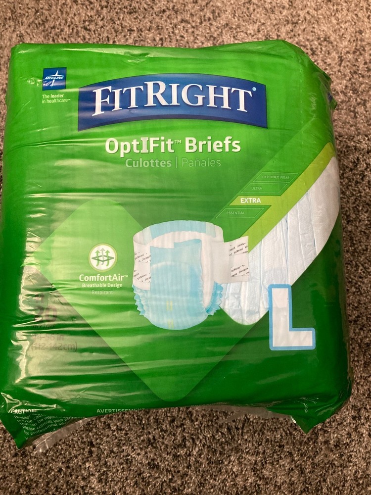 FitRight OptiFit Adult Briefs wTabs, Ultra Absorbent, Large, 39 Count 44-56 in