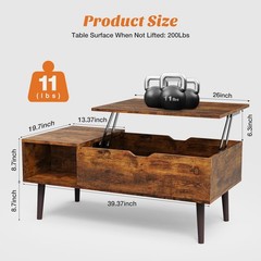 Sweetcrispy Lift Top Coffee Tables For Living Room Small Rising Wooden Center