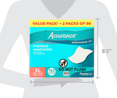 Assurance Disposable & Pre-Moistened Premium XL Washcloths for Adults,192 Count