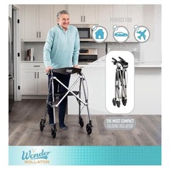 Stander Rollator Walker with Seat Lightweight 4 Wheel Walker Folding